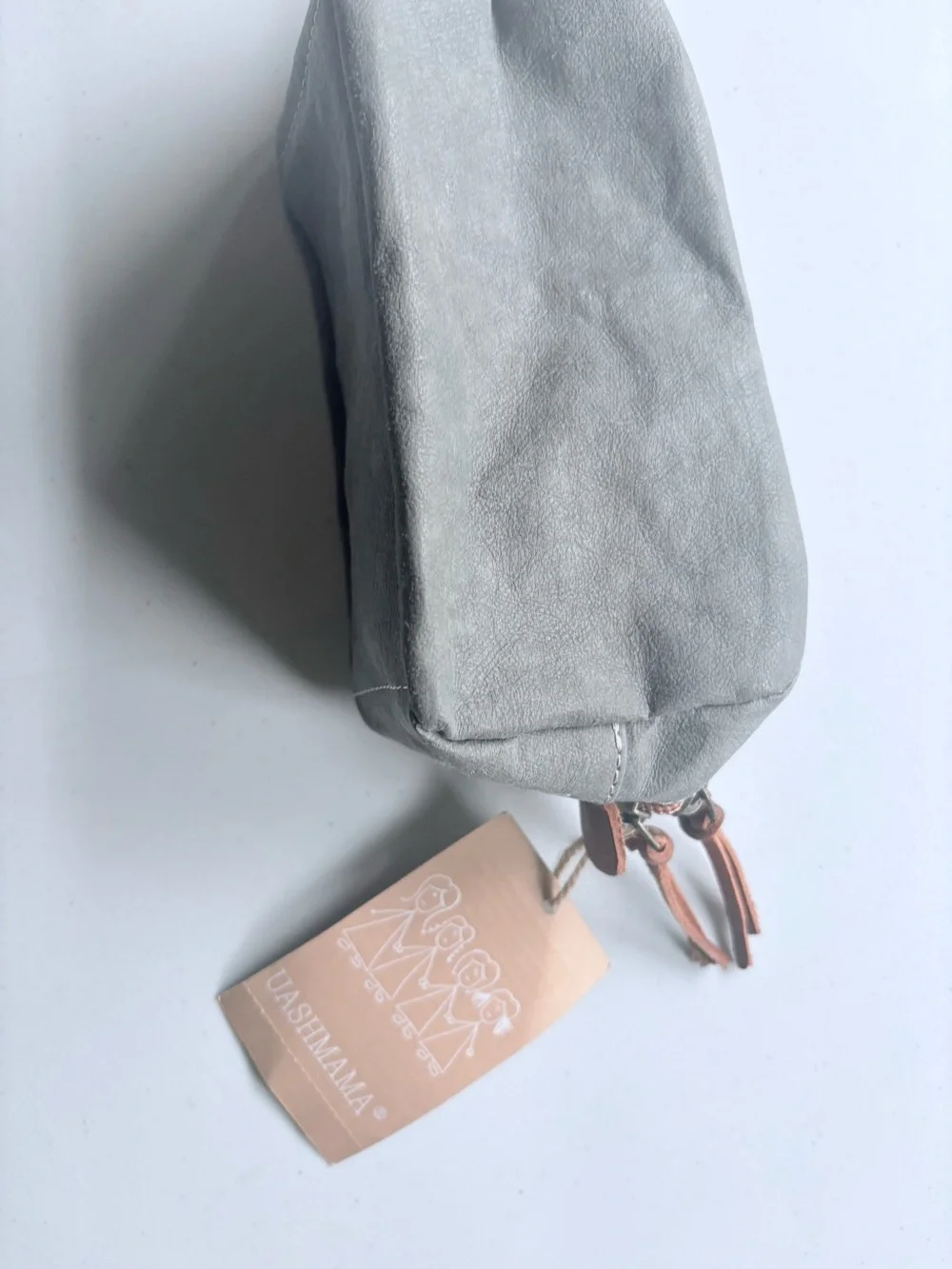 Gray Leather Cosmetic Pouch